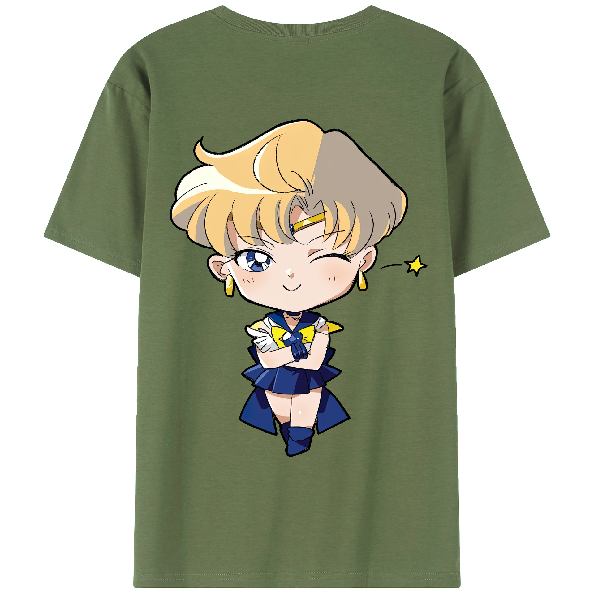 （画像用） 美少女戦士セーラームーン 天王はるか Sailor Moon Tenoh Haruka 綿100％ メンズ半袖Tシャツ（バックプリント） 通気性